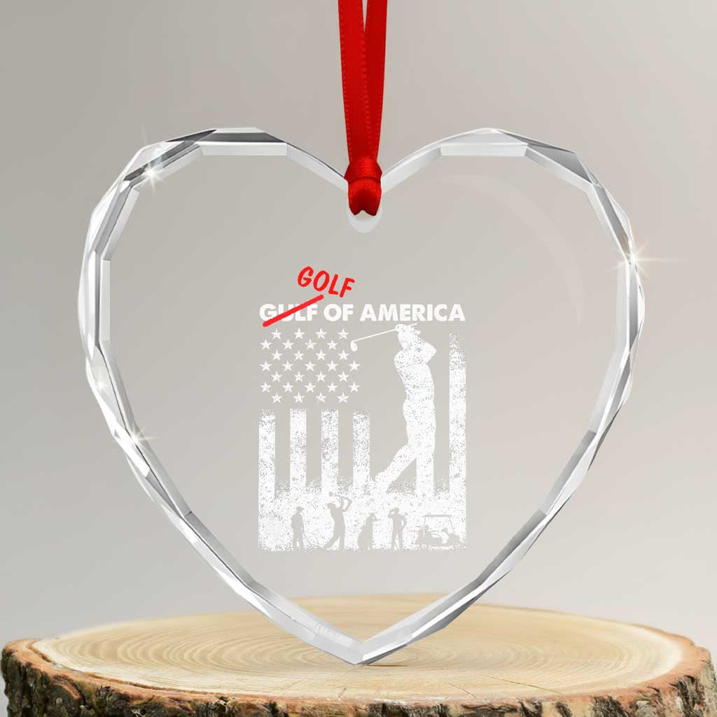 Golf Of America Patriotic USA Flag Heart Crystal Glass Ornament Funny Golfing Pun American Sports Gift for Patriotic Golfers n Dads TS02 Transparent Glass 3'' Heart Print Your Wear