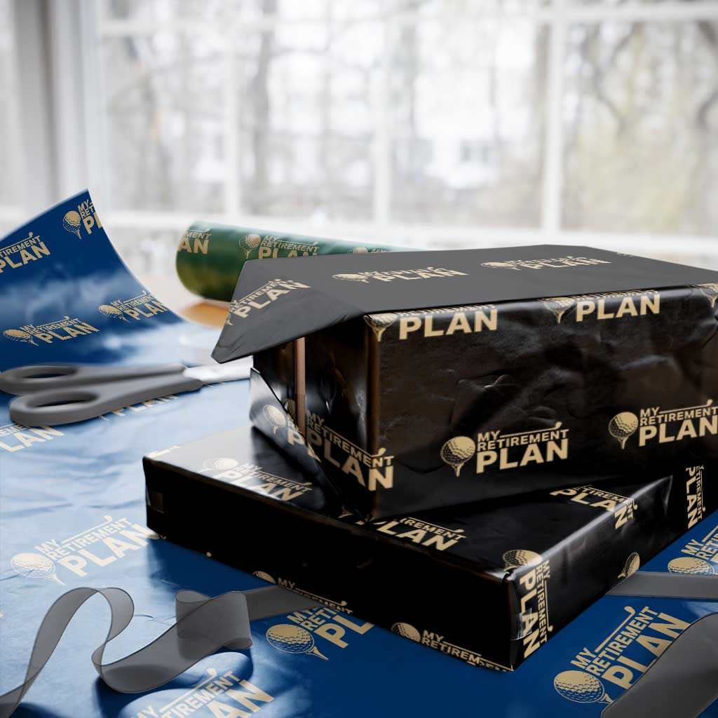 Golfing Retired Wrapping Paper Roll My (Golf) Retirement Plan Funny Saying Golfing TS10 Black Print Your Wear