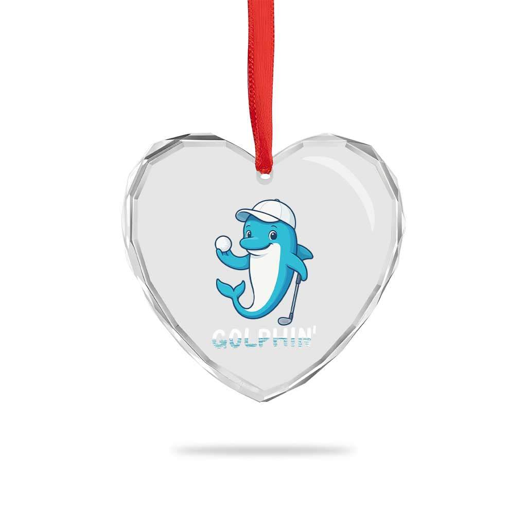 Golphin Dolphin Pun Heart Crystal Glass Ornament Funny Golf Gift TS12 Print Your Wear