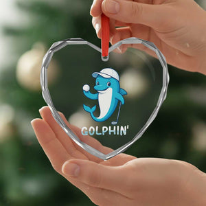 Golphin Dolphin Pun Heart Crystal Glass Ornament Funny Golf Gift TS12 Print Your Wear