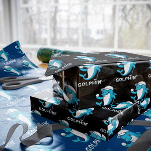 Golphin Dolphin Pun Wrapping Paper Roll Funny Golf Gift TS12 Black Print Your Wear
