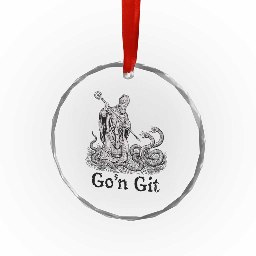 Go'n Git Funny Saint Patrick Banishing Snakes Crystal Glass Ornament Irish History Humor St Patricks Day TS02 Print Your Wear