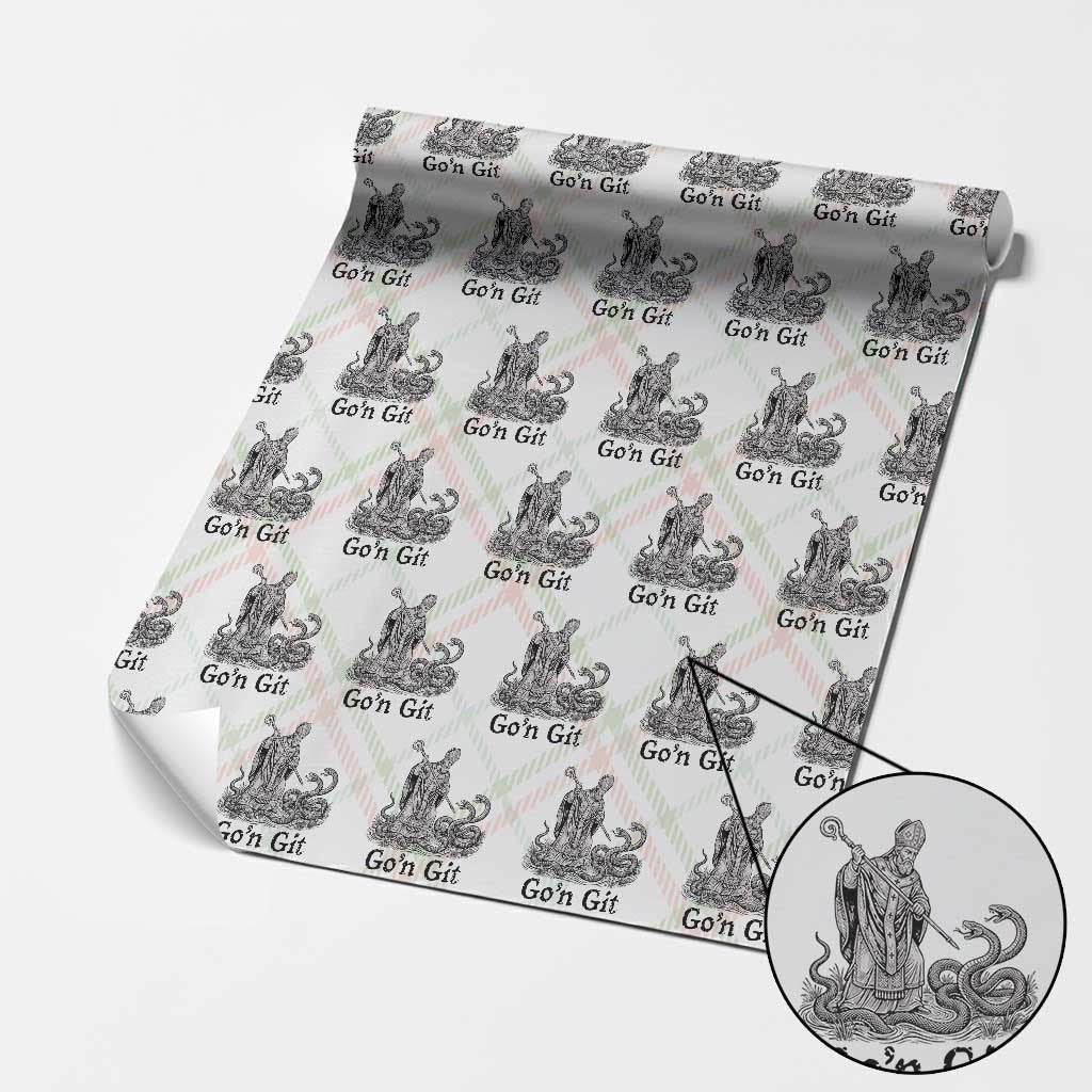 Go'n Git Funny Saint Patrick Banishing Snakes Wrapping Paper Roll Irish History Humor St Patricks Day TS02 Christmas Plaid Print Your Wear