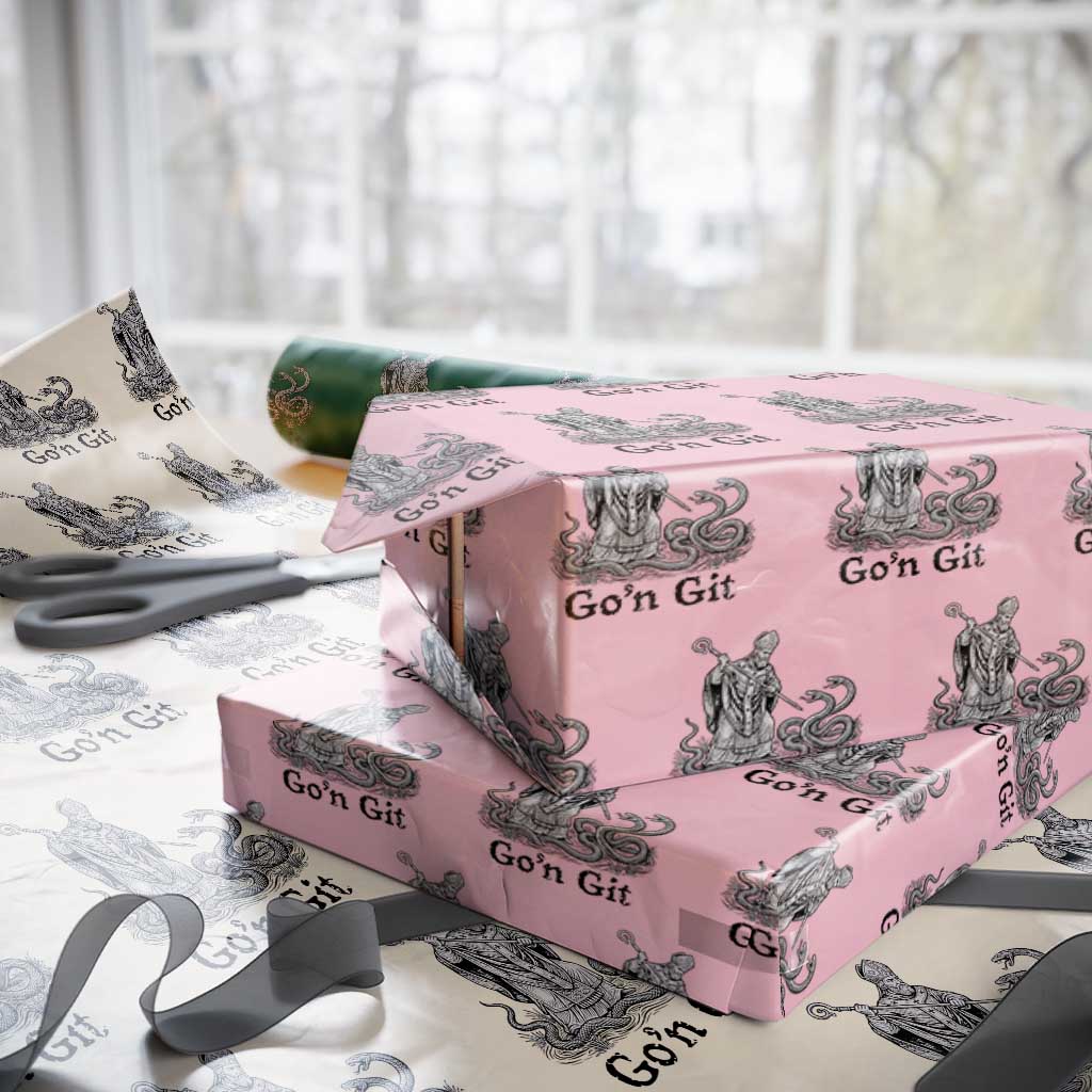 Go'n Git Funny Saint Patrick Banishing Snakes Wrapping Paper Roll Irish History Humor St Patricks Day TS02 Light Pink Print Your Wear