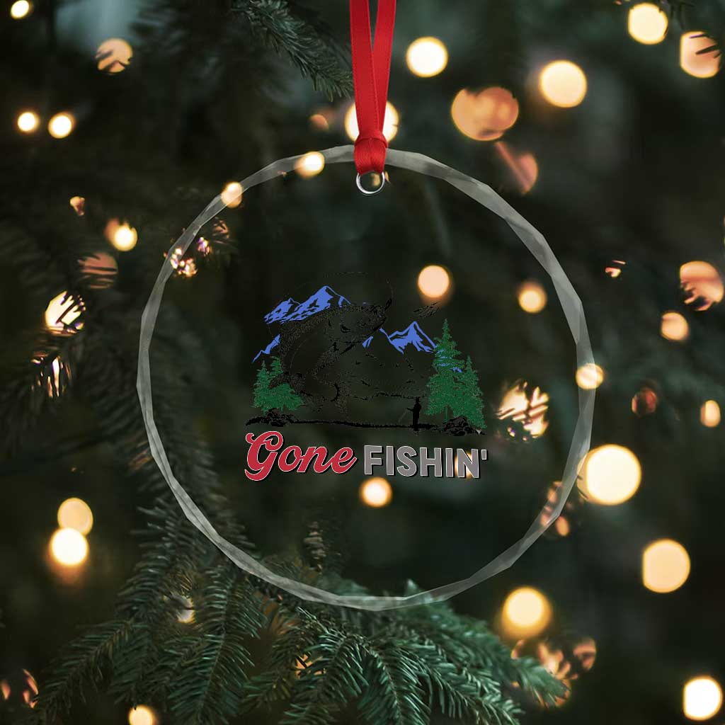 Gone Fishing Crystal Glass Ornament Trout Fishing Lover Montane Forest TS11 Print Your Wear