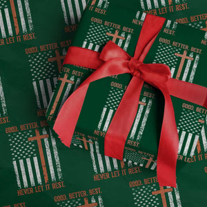 Good Better Best American Flag Wrapping Paper Roll Inspirational Motivational Christian Faith Cross TS02 Green Print Your Wear