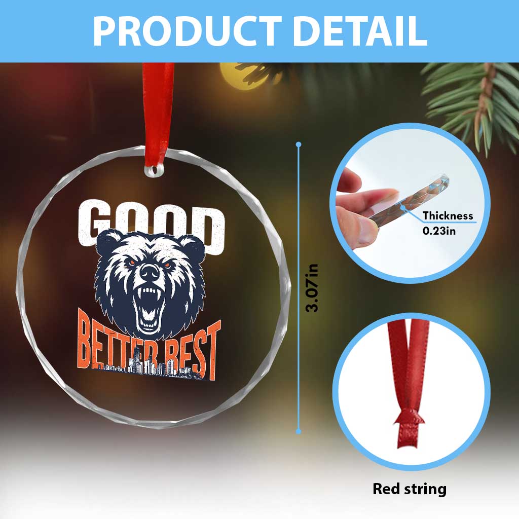 Good Better Best Graphic Crystal Glass Ornament Motivational Sports Fan Chicago Skyline TS02 Print Your Wear