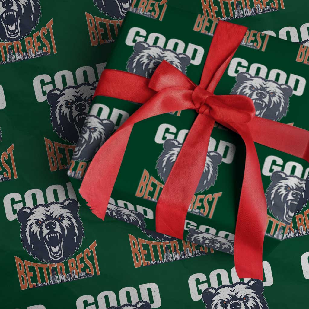 Good Better Best Graphic Wrapping Paper Roll Motivational Sports Fan Chicago Skyline TS02 Green Print Your Wear