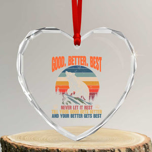 Retro Mountain Bear Outdoor Adventure Heart Crystal Glass Ornament Good Better Best Inspiration Motivation TS02 Transparent Glass 3'' Heart Print Your Wear