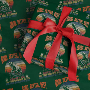 Retro Mountain Bear Outdoor Adventure Wrapping Paper Roll Good Better Best Inspiration Motivation TS02 Green Print Your Wear