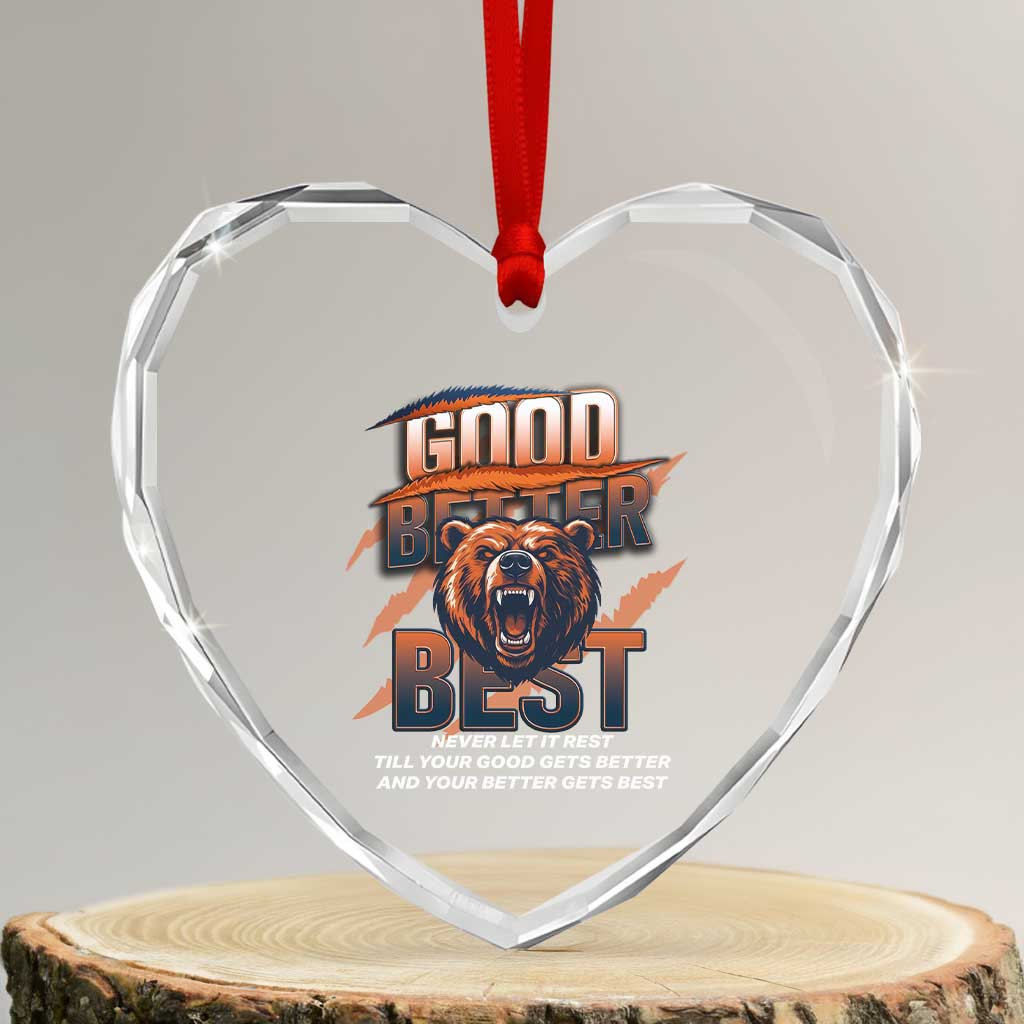 Good Better Best Motivational Fierce Graphic Heart Crystal Glass Ornament TS02 Transparent Glass 3'' Heart Print Your Wear