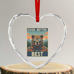 Good Better Best Motivational Hiking Bear Heart Crystal Glass Ornament Outdoor Adventure Poster Graphic TS02 Transparent Glass 3'' Heart Print Your Wear