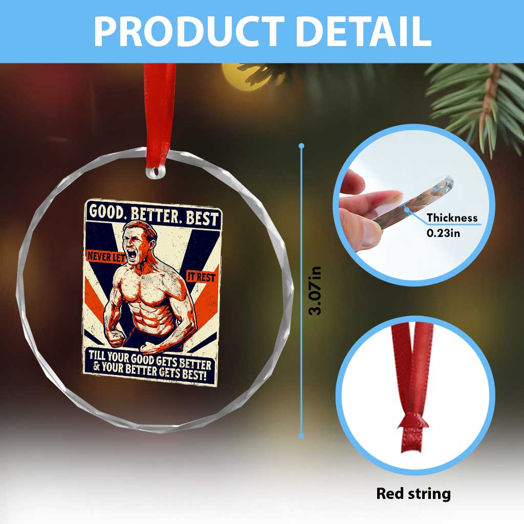 Good Better Best Shirtless Ben Crystal Glass Ornament Retro Funny Football Coach Meme Gift for Fans TS02 Print Your Wear