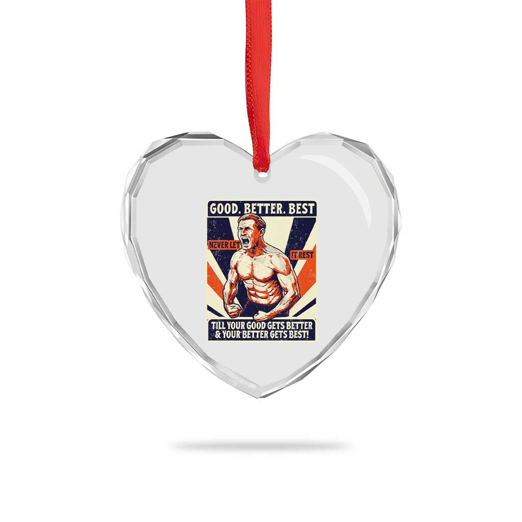 Good Better Best Shirtless Ben Heart Crystal Glass Ornament Retro Funny Football Coach Meme Gift for Fans TS02 Print Your Wear