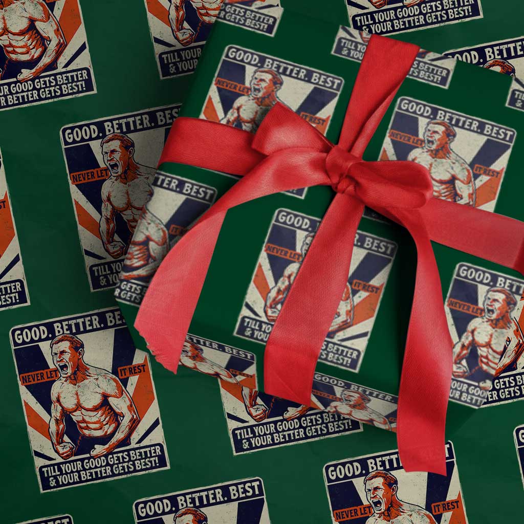 Good Better Best Shirtless Ben Wrapping Paper Roll Retro Funny Football Coach Meme Gift for Fans TS02 Green Print Your Wear