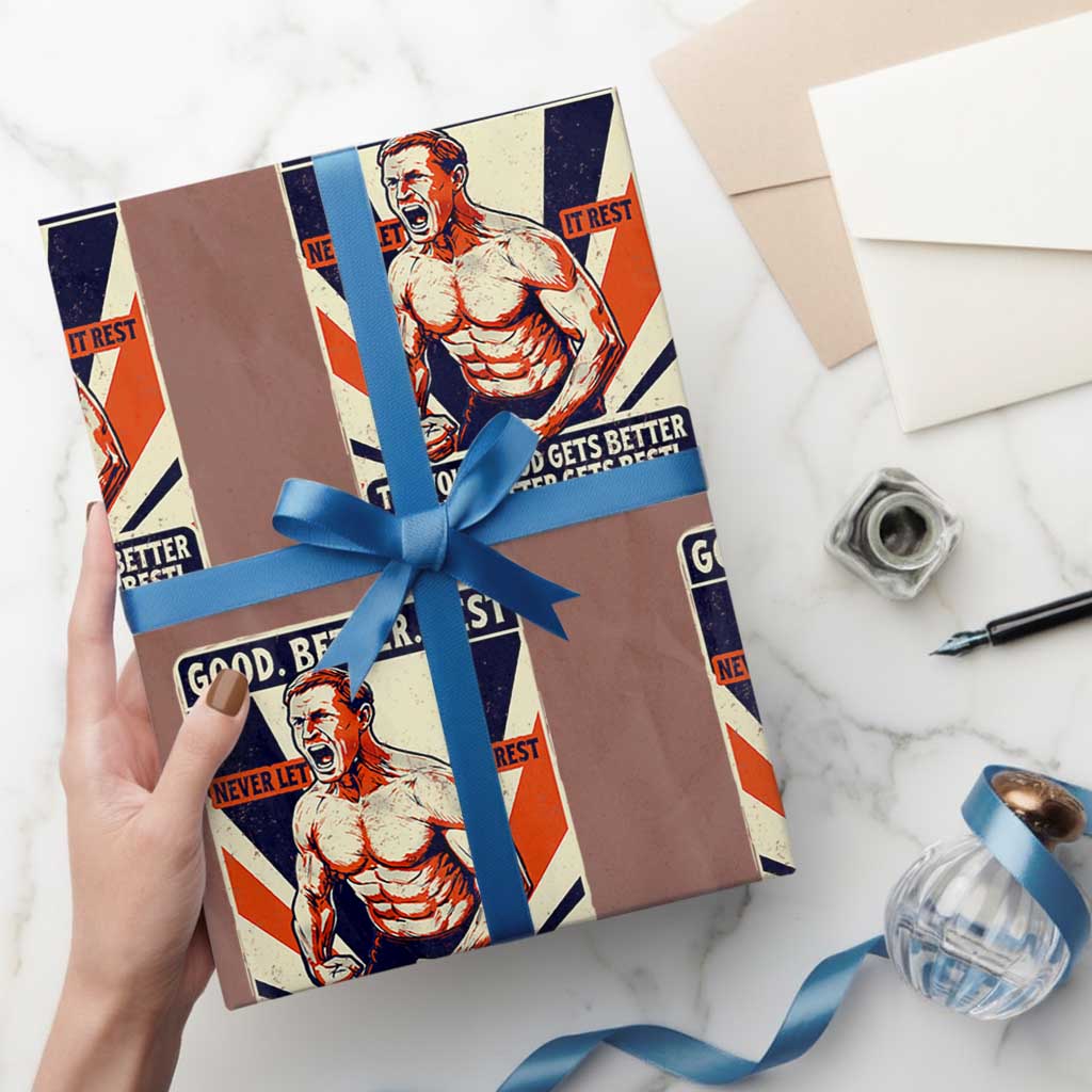 Good Better Best Shirtless Ben Wrapping Paper Roll Retro Funny Football Coach Meme Gift for Fans TS02 Mocha Print Your Wear