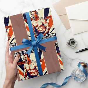 Good Better Best Shirtless Ben Wrapping Paper Roll Retro Funny Football Coach Meme Gift for Fans TS02 Mocha Print Your Wear