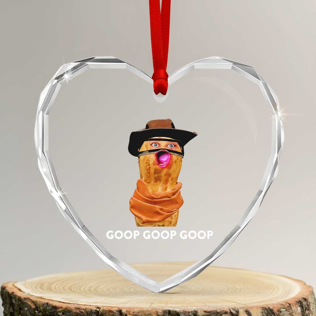 Goop Goop Goop Meme Heart Crystal Glass Ornament Unhinged Cowboy Peanut Core Weirdos TS02 Transparent Glass 3'' Heart Print Your Wear