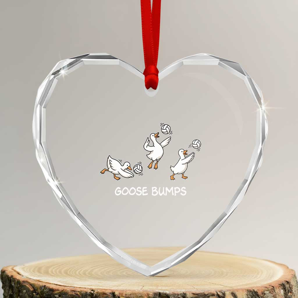 Goose Bumps Funny Volleyball Heart Crystal Glass Ornament Goose Sports Humor TS11 Transparent Glass 3'' Heart Print Your Wear