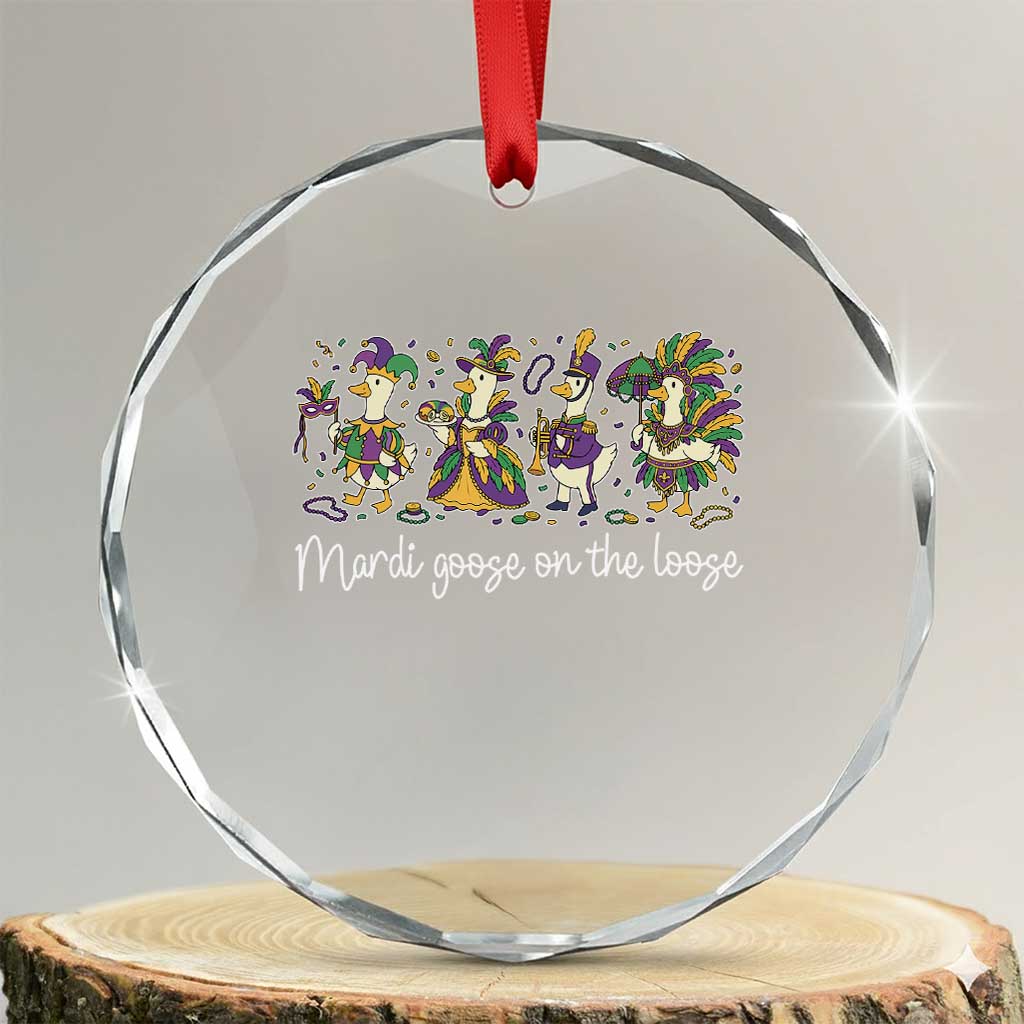 Goose Mardi Gras Crystal Glass Ornament Funny Mardi Goose On The Loose New Orleans Carnival TS11 Transparent Glass 3'' Circle Print Your Wear