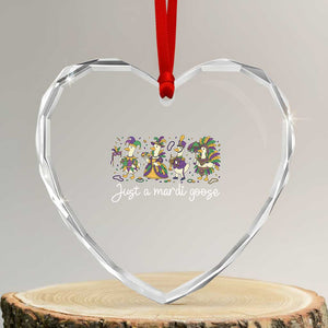 Goose Mardi Gras Heart Crystal Glass Ornament Funny Just A Mardi Goose New Orleans Carnival TS11 Transparent Glass 3'' Heart Print Your Wear