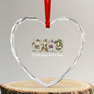 Goose Mardi Gras Heart Crystal Glass Ornament Funny Mardi Goose On The Loose New Orleans Carnival TS11 Transparent Glass 3'' Heart Print Your Wear