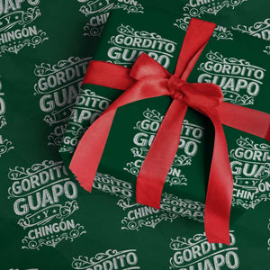 Gordito Guapo y Chingon Wrapping Paper Roll Funny Mexican Spanish Saying TS11 Green Print Your Wear