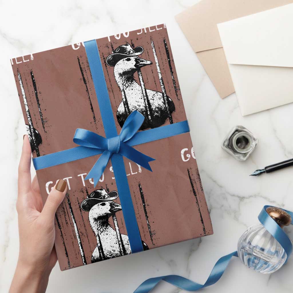 Got Too Silly Goose Meme Wrapping Paper Roll Funny Cowboy Goose Jailbird Prison TS14 Mocha Print Your Wear