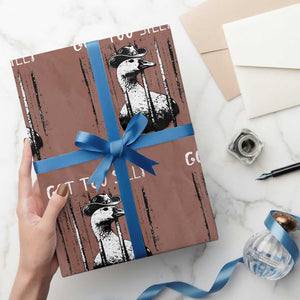 Got Too Silly Goose Meme Wrapping Paper Roll Funny Cowboy Goose Jailbird Prison TS14 Mocha Print Your Wear
