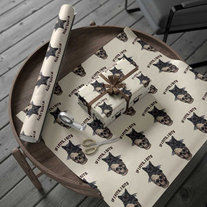 Gothic Cat Skull Graphic Wrapping Paper Roll If I Fits I Sits Creepy Cute Gift TS12 Beige Print Your Wear