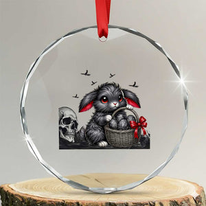 Gothic Easter Bunny Crystal Glass Ornament Dark Aesthetic Rabbit Gift TS12 Transparent Glass 3'' Circle Print Your Wear