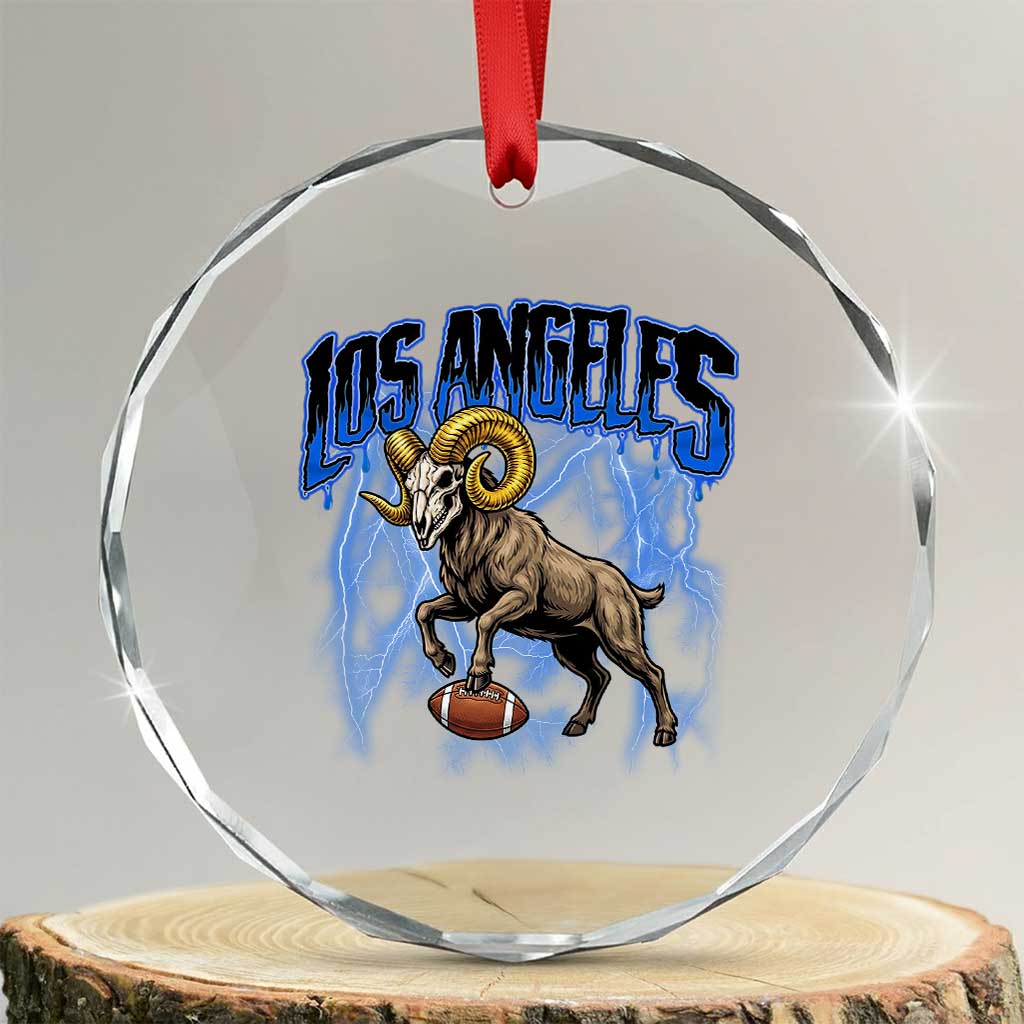 Gothic Lightning Ram Skull Crystal Glass Ornament Game Day Sports Fan Gift TS12 Transparent Glass 3'' Circle Print Your Wear
