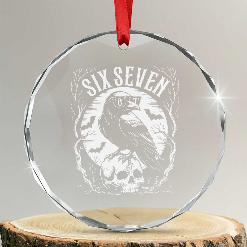 Gothic Raven Brainrot Six Seven Crystal Glass Ornament Gen Z Alpha Gift TS12 Transparent Glass 3'' Circle Print Your Wear