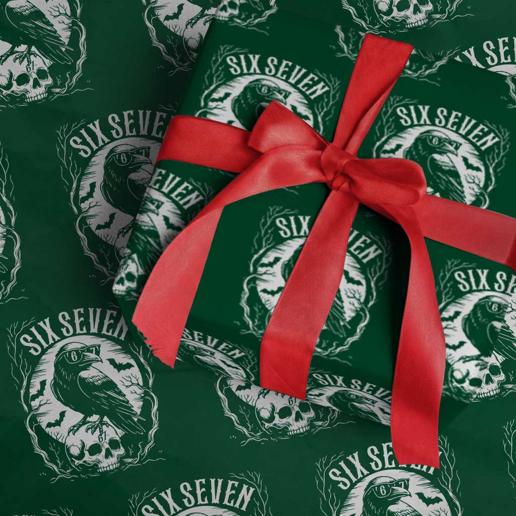 Gothic Raven Brainrot Six Seven Wrapping Paper Roll Gen Z Alpha Gift TS12 Green Print Your Wear