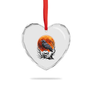 Gothic Raven on Skull Blood Moon Heart Crystal Glass Ornament Spooky Halloween Macabre Dark Art Graphic TS02 Print Your Wear