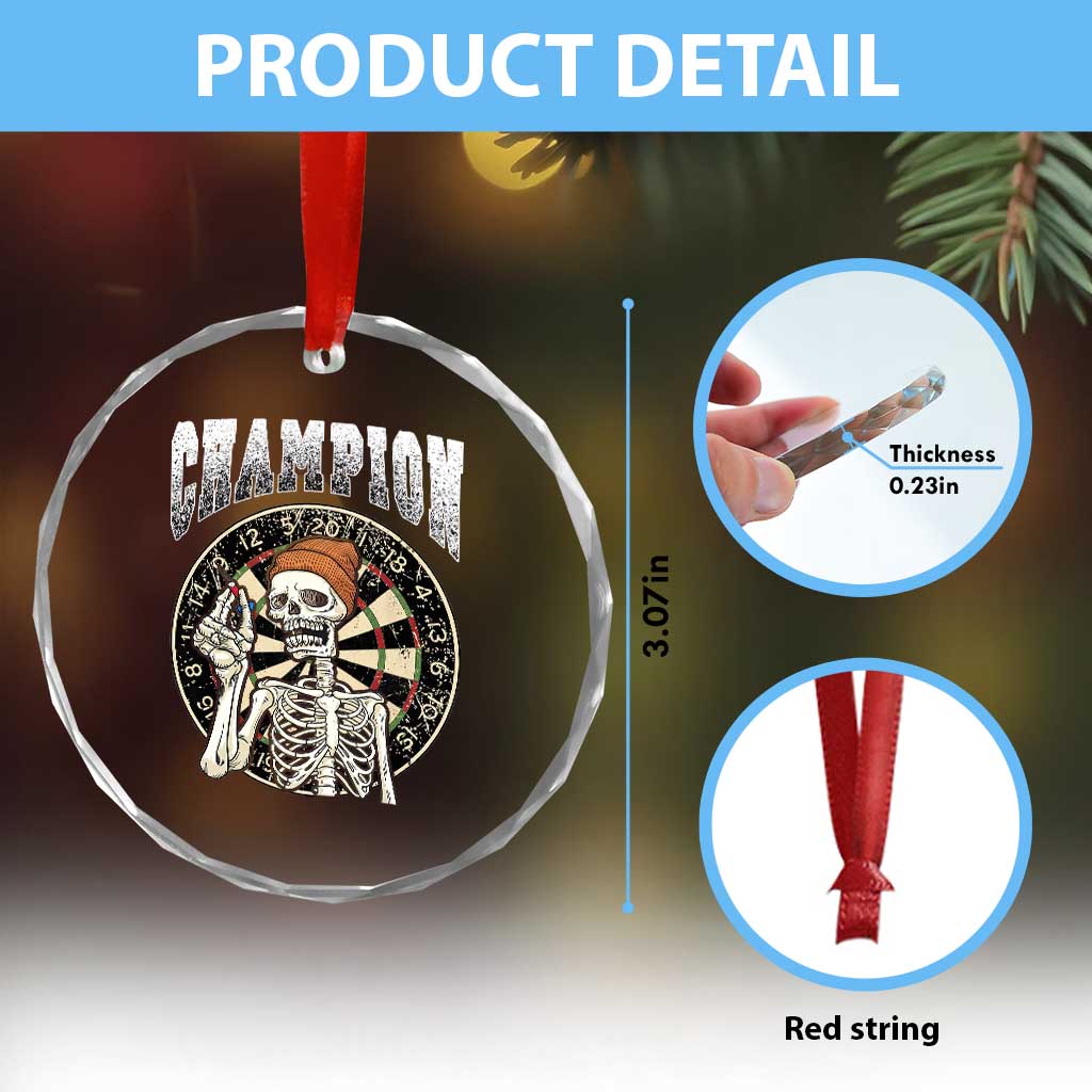 Gothic Skull Dart Master Crystal Glass Ornament Funny Skeleton Dartboard Champion Gift TS12 Print Your Wear