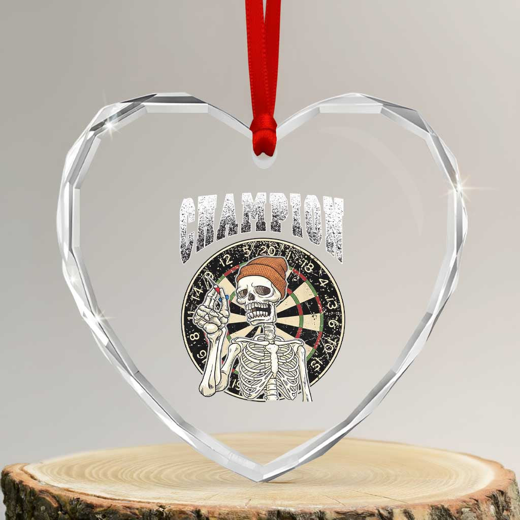 Gothic Skull Dart Master Heart Crystal Glass Ornament Funny Skeleton Dartboard Champion Gift TS12 Transparent Glass 3'' Heart Print Your Wear