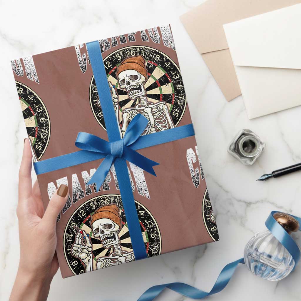 Gothic Skull Dart Master Wrapping Paper Roll Funny Skeleton Dartboard Champion Gift TS12 Mocha Print Your Wear