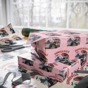 Gothic Summerween Wrapping Paper Roll Spooky Summer Halloween Horror Character TS02 Light Pink Print Your Wear