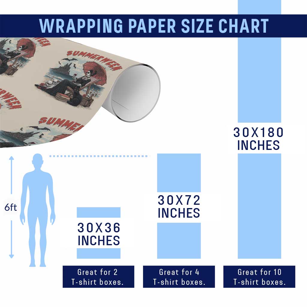 Gothic Summerween Wrapping Paper Roll Spooky Summer Halloween Horror Character TS02 Print Your Wear