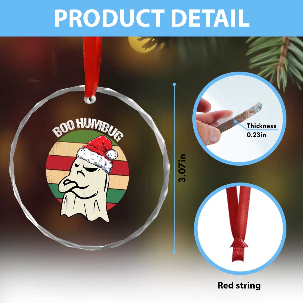 Gothic Xmas Crystal Glass Ornament Boo Humbug Santa Ghost TS09 Print Your Wear