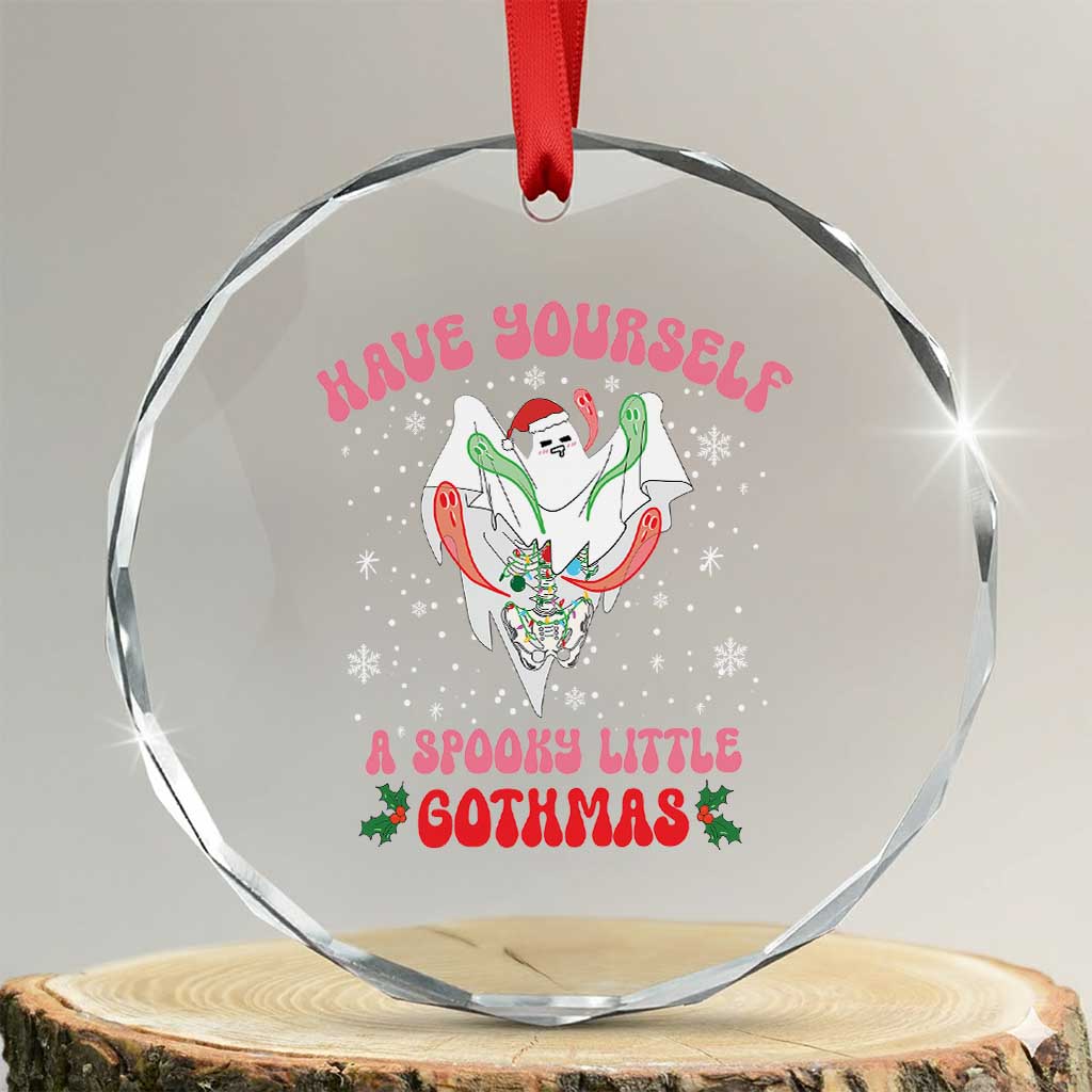 Gothic Xmas Crystal Glass Ornament Have Yourself Spooky Little Gothmas Ghost Xmas Cute Boo TS09 Transparent Glass 3'' Circle Print Your Wear