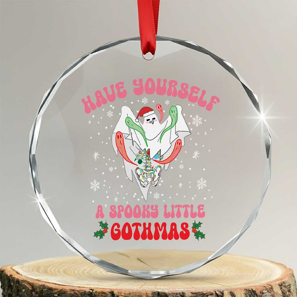 Gothic Xmas Crystal Glass Ornament Have Yourself Spooky Little Gothmas Ghost Xmas Cute Boo TS09 Transparent Glass 3'' Circle Print Your Wear