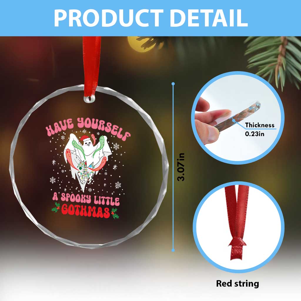 Gothic Xmas Crystal Glass Ornament Have Yourself Spooky Little Gothmas Ghost Xmas Cute Boo TS09 Print Your Wear