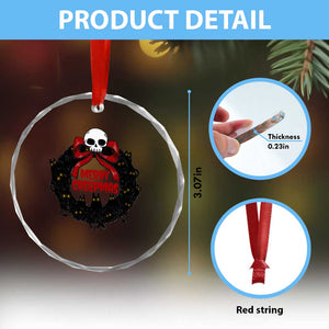 Gothic Xmas Crystal Glass Ornament Merry Creepmas Cat Wreath TS09 Print Your Wear