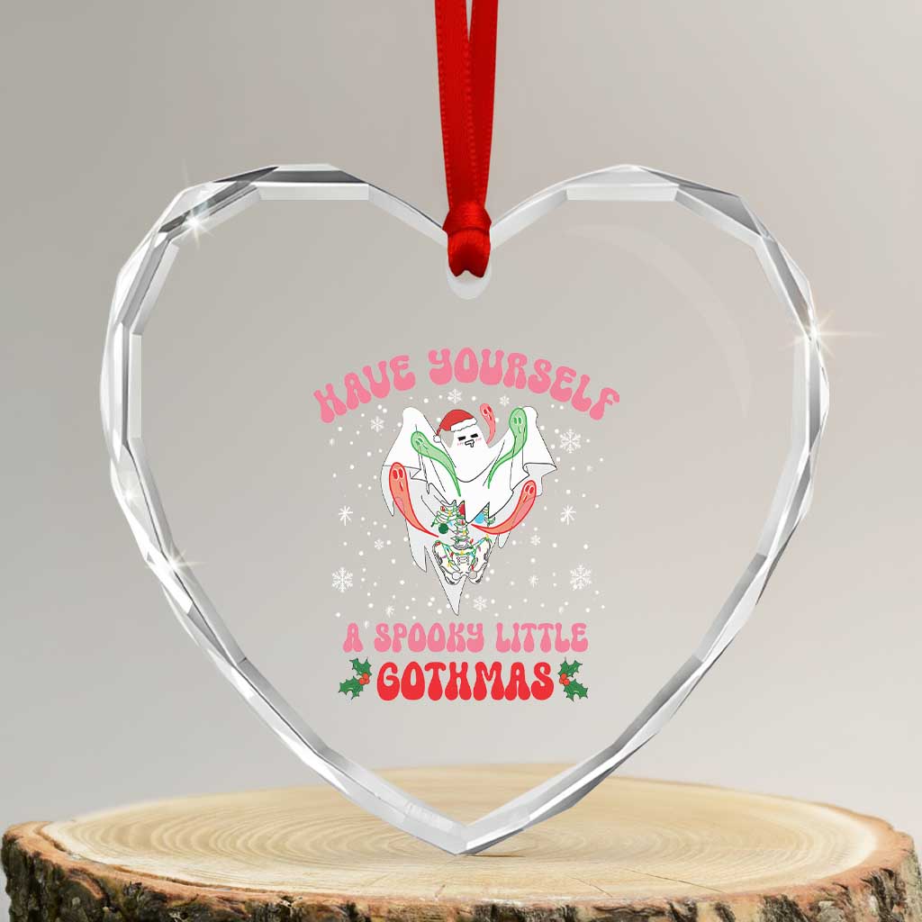 Gothic Xmas Heart Crystal Glass Ornament Have Yourself Spooky Little Gothmas Ghost Xmas Cute Boo TS09 Transparent Glass 3'' Heart Print Your Wear