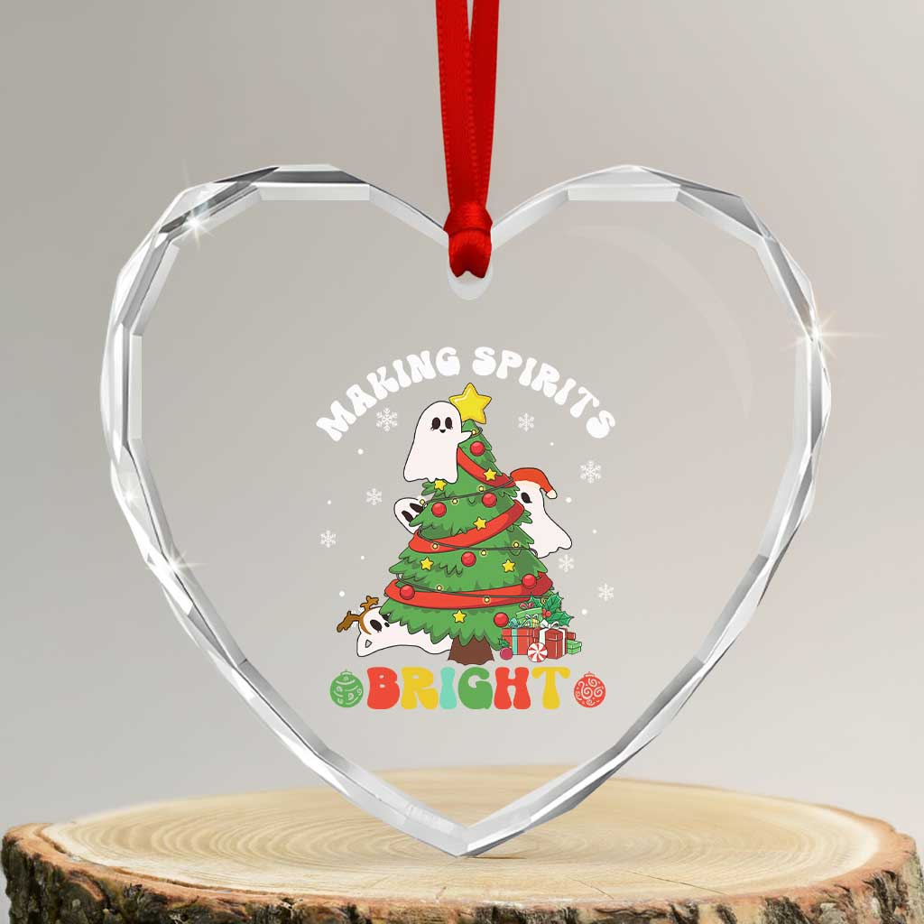 Gothic Xmas Heart Crystal Glass Ornament Making Spirits Bright Cute Ghost Christmas Tree TS09 Transparent Glass 3'' Heart Print Your Wear