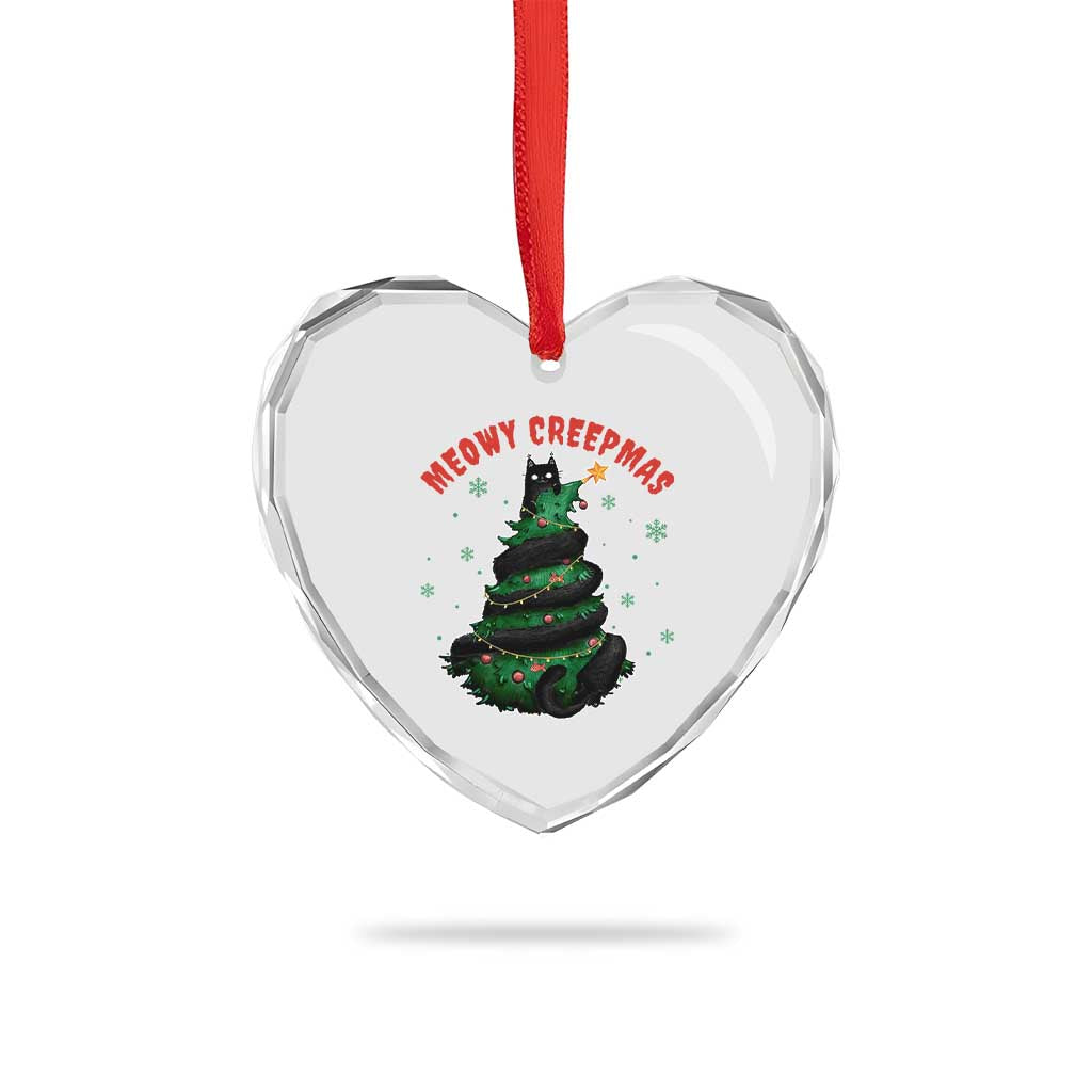 Gothic Xmas Heart Crystal Glass Ornament Meowy Creepmas Cat Christmas Tree TS09 Print Your Wear