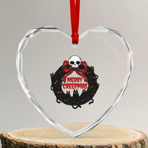 Gothic Xmas Heart Crystal Glass Ornament Merry Creepmas Cat Wreath TS09 Transparent Glass 3'' Heart Print Your Wear
