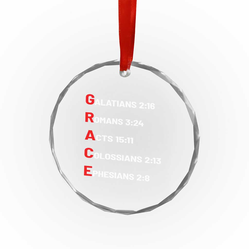 GRACE Christian Scripture Acronym Crystal Glass Ornament Bible Verses Galatians Romans Acts Colossians Ephesians Faith Message Gift TS02 Print Your Wear